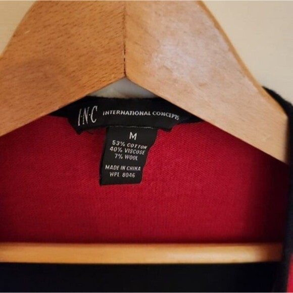 INC International Concepts Red/ Black Striped Cardigan, Medium - Picture 4 of 4